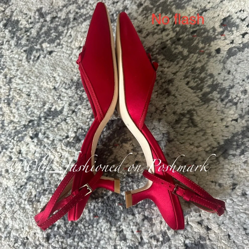 REFORMATION Wade Kitten Heel Pumps - Lipstick Satin - Picture 13 of 16